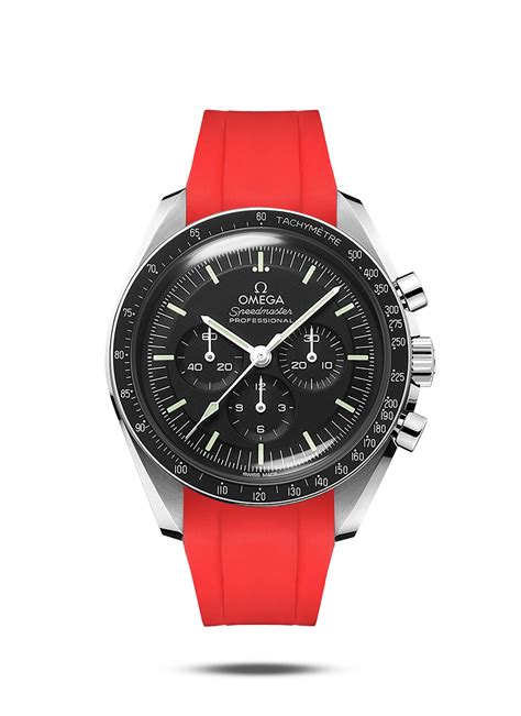 omega speedmaster ladies red strap|Omega Speedmaster leather strap price.